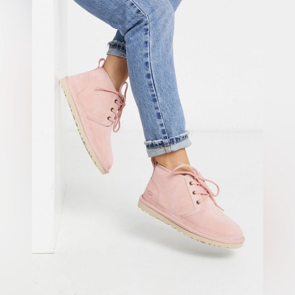 UGG *RARE* Womens Pink Wool Neumel Lace Up Ankle Boots 9